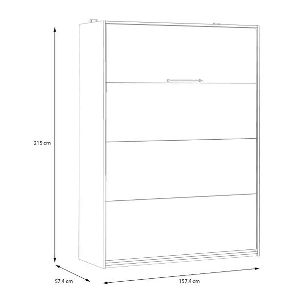 Letto a ribalta Vevlan Bianco / Effetto rovere - 140 x 200cm