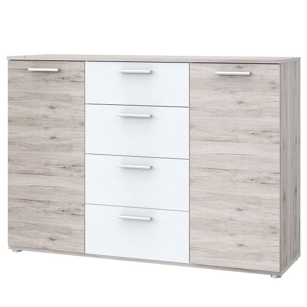 Dressoir Stegla zandkleurige eikenhouten look/wit