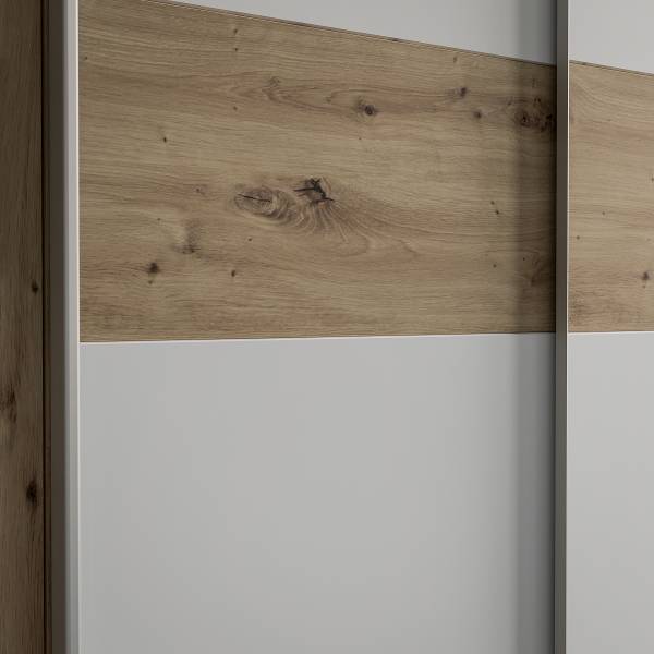 Armadio ad ante scorrevoli Lucan Bianco / Effetto rovere Artisan