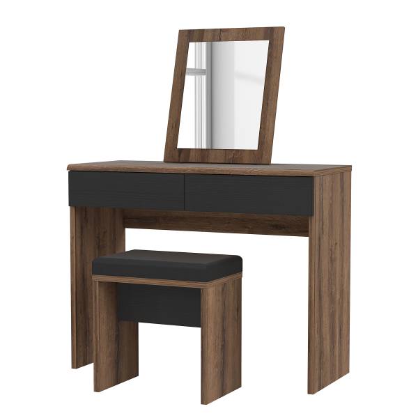 Coiffeuse Asperen - 2 éléments Noir / Imitation chêne marron