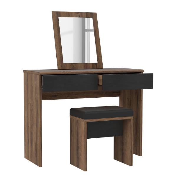 Coiffeuse Asperen - 2 éléments Noir / Imitation chêne marron