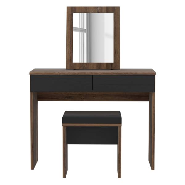 Coiffeuse Asperen - 2 éléments Noir / Imitation chêne marron