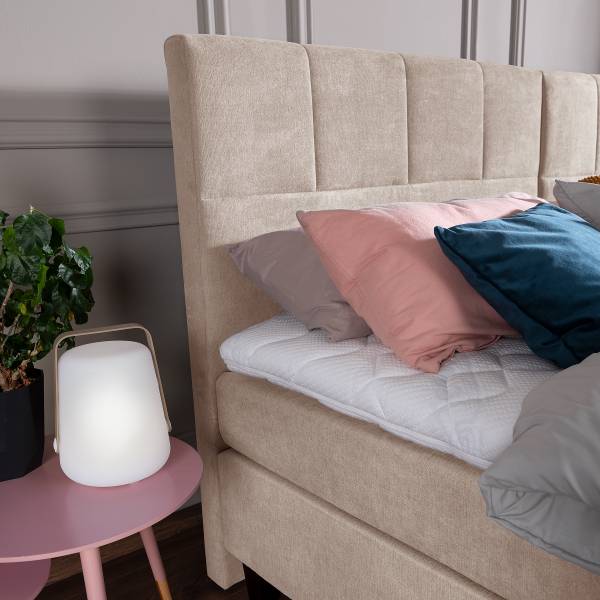 Boxspring-familiebed Zaparo platweefsel - beige - H3