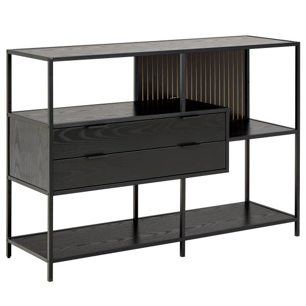 Scaffale Cogee con cassetti - 114 cm Effetto frassino nero / Nero