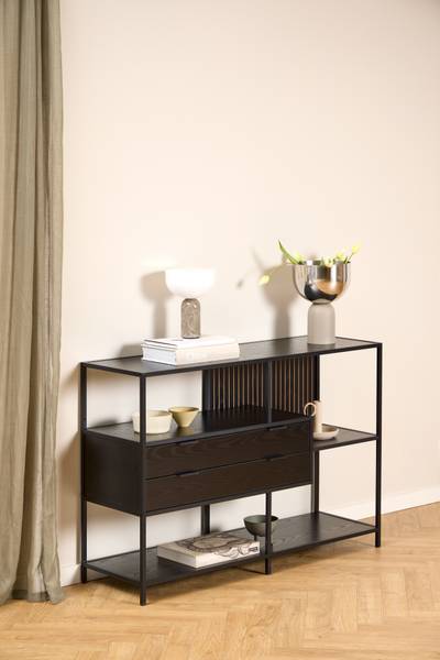 Scaffale Cogee con cassetti - 114 cm Effetto frassino nero / Nero