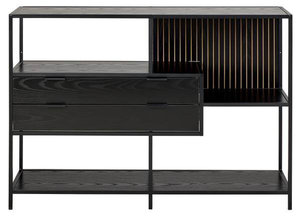 Scaffale Cogee con cassetti - 114 cm Effetto frassino nero / Nero