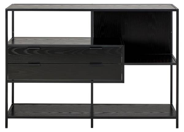 Scaffale Cogee con cassetti - 114 cm Effetto frassino nero / Nero