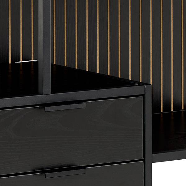 Scaffale Cogee con cassetti - 114 cm Effetto frassino nero / Nero