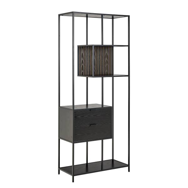 Regal Coogee mit 2 Schubladen Esche Schwarz Dekor / Schwarz