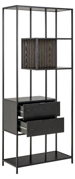 Regal Coogee mit 2 Schubladen Esche Schwarz Dekor / Schwarz