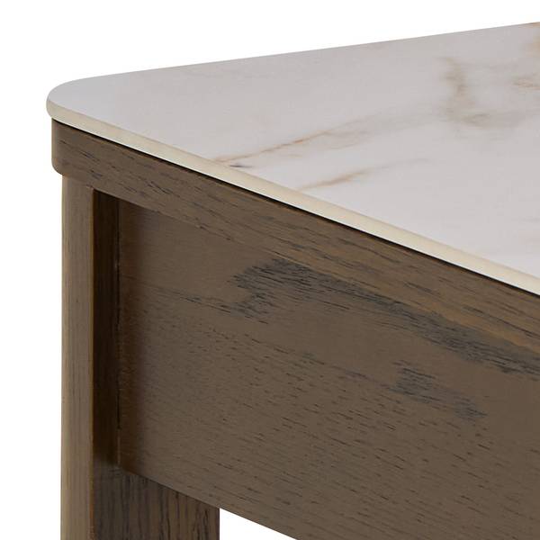 Tavolino Midani Ceramica / Impiallacciato in vero legnoo - Effetto marmo bianco / Rovere scuro