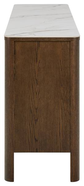 Madia Midani Ceramica / Impiallacciato in vero legno - Effetto marmo bianco / Rovere scuro