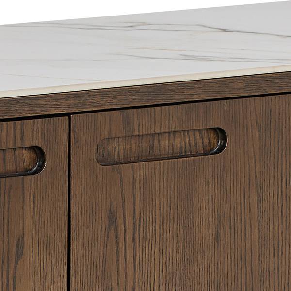 Madia Midani Ceramica / Impiallacciato in vero legno - Effetto marmo bianco / Rovere scuro