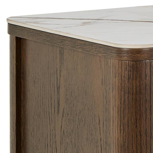 Madia Midani Ceramica / Impiallacciato in vero legno - Effetto marmo bianco / Rovere scuro