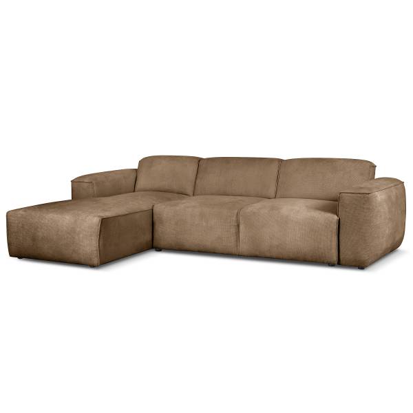 Ecksofa SLEEPSON mit Schlaffunktion Chenille Haita: Hellbraun - Longchair davorstehend links