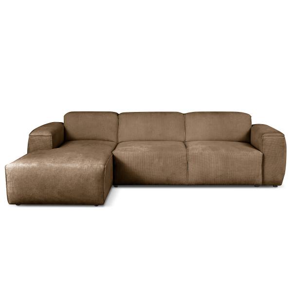 Ecksofa SLEEPSON mit Schlaffunktion Chenille Haita: Hellbraun - Longchair davorstehend links
