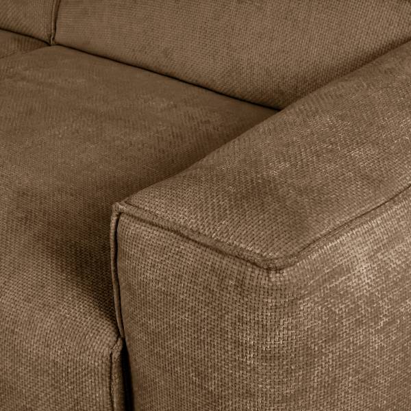 Ecksofa SLEEPSON mit Schlaffunktion Chenille Haita: Hellbraun - Longchair davorstehend links