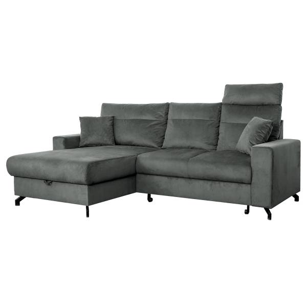 Canapé d’angle convertible Caspi Velours Itria: Gris foncé
