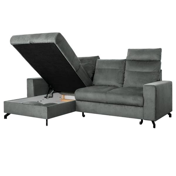 Canapé d’angle convertible Caspi Velours Itria: Gris foncé