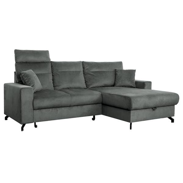 Canapé d’angle convertible Caspi Velours Itria: Gris foncé
