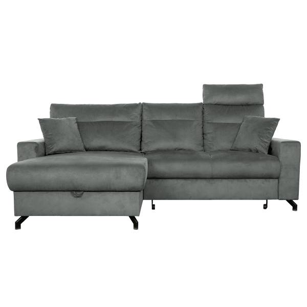 Canapé d’angle convertible Caspi Velours Itria: Gris foncé