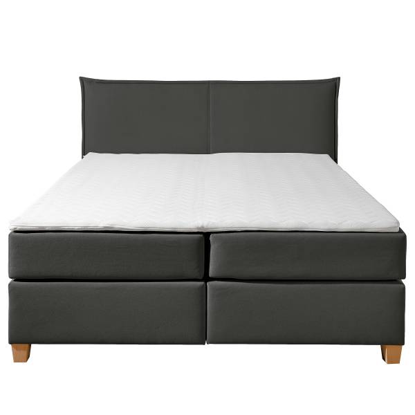 Boxspringbett Flyndra Flachgewebe Jacira: Anthrazit - 160 x 200cm - Bonellfederkernmatratze - H2