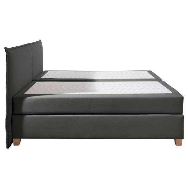 Boxspringbett Flyndra Flachgewebe Jacira: Anthrazit - 160 x 200cm - Bonellfederkernmatratze - H2