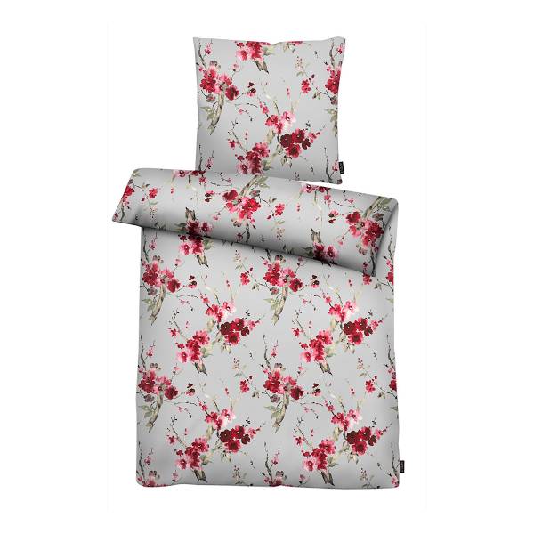 Housse de couette Mako Satin Hanami 135 x 200 cm + oreiller 80 x 80 cm