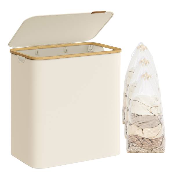 Cesto per biancheria Ekana Bambù - Bianco - 60 x 39 cm