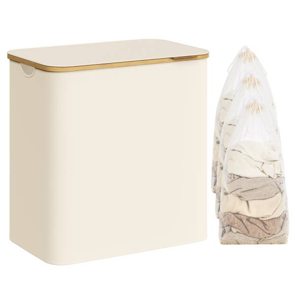 Cesto per biancheria Ekana Bambù - Bianco - 60 x 39 cm