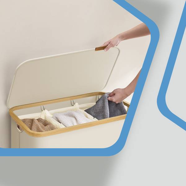 Cesto per biancheria Ekana Bambù - Bianco - 60 x 39 cm