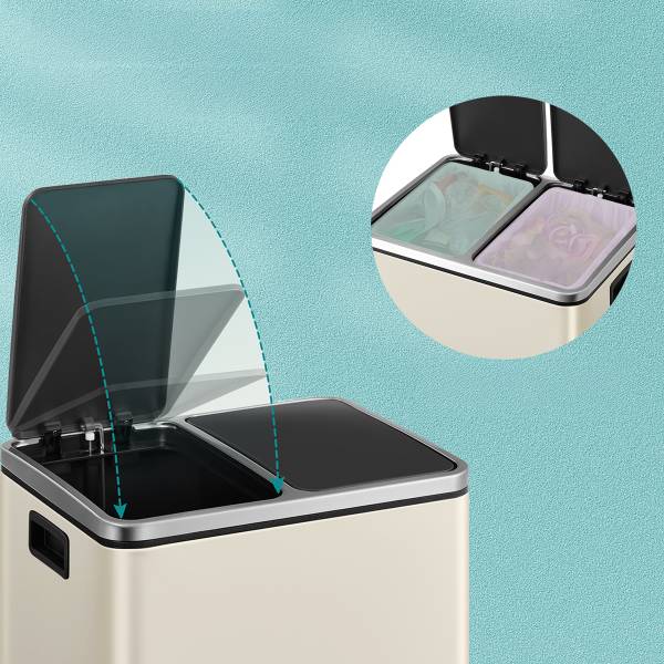 Poubelle de cuisine Himad Acier thermopoudré / ABS - Blanc crème