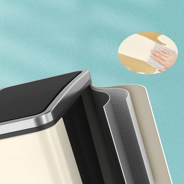 Poubelle de cuisine Himad Acier thermopoudré / ABS - Blanc crème