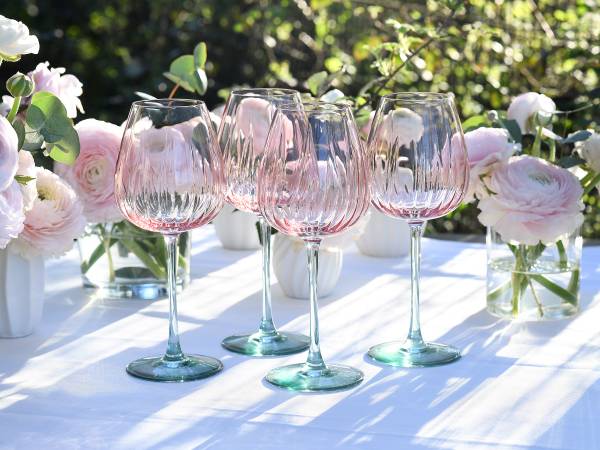Wijnglazen Spring gekleurd glas - turquoise/roze