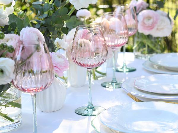 Wijnglazen Spring gekleurd glas - turquoise/roze