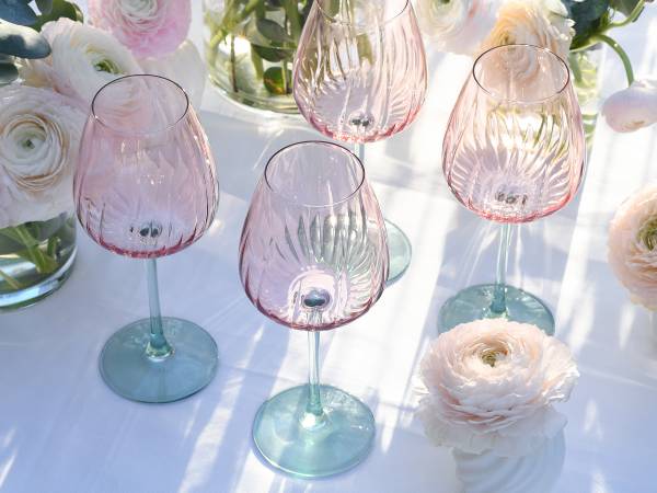 Wijnglazen Spring gekleurd glas - turquoise/roze