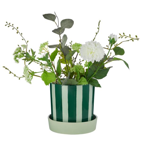 Blumentopf CIRCUS mit Teller Steinzeug - Grün - Grün