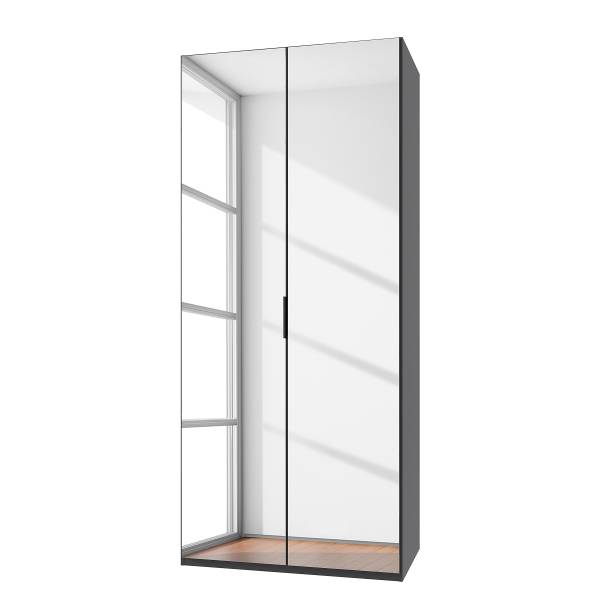 Falttürenschrank Oxford Graphit - Breite: 100 cm - Classic - Mit Spiegeltür/-en