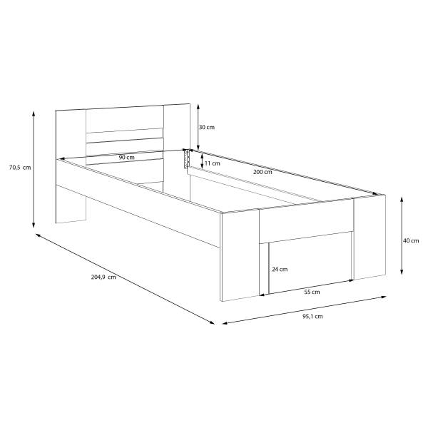 Letto singolo Delamo bianco - 90 x 200cm