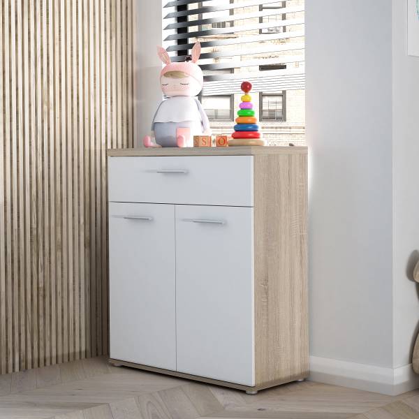 Kast Sibert wit/Sonoma eikenhouten look