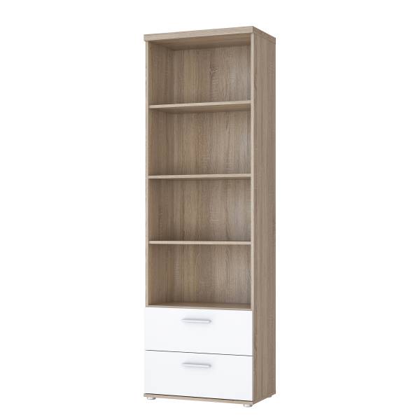 Open kast Sibert met lades wit/Sonoma eikenhouten look