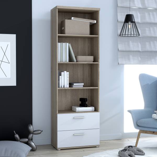 Open kast Sibert met lades wit/Sonoma eikenhouten look