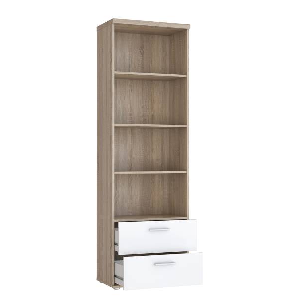 Open kast Sibert met lades wit/Sonoma eikenhouten look