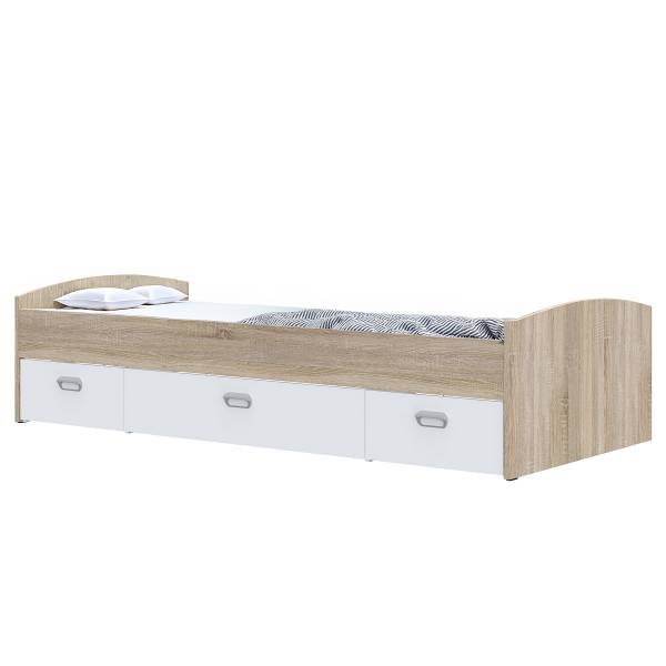 Einzelbett Kapsan Weiß / Eiche Sonoma Dekor