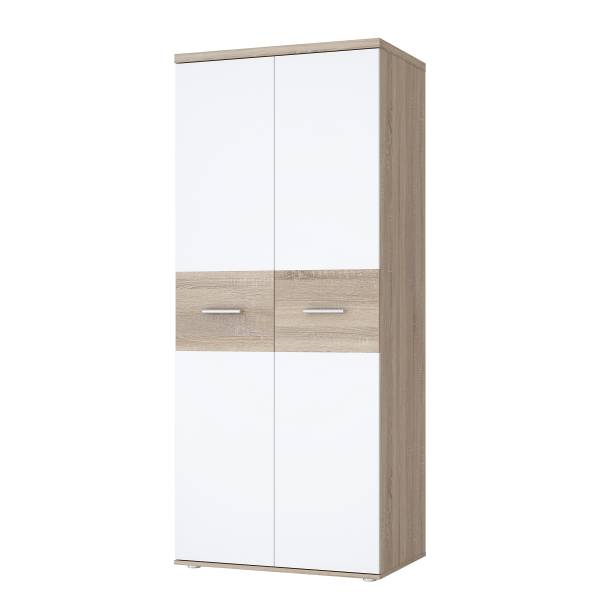 Kleiderschrank Sibert Weiß / Eiche Sonoma Dekor