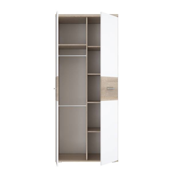 Kleiderschrank Sibert Weiß / Eiche Sonoma Dekor