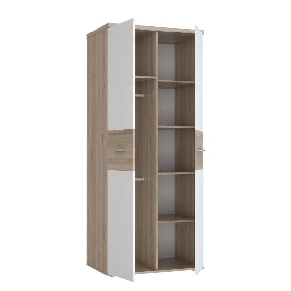 Kleiderschrank Sibert Weiß / Eiche Sonoma Dekor