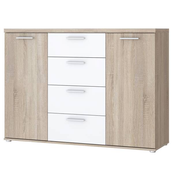 Sideboard Sibert Weiß / Eiche Sonoma Dekor