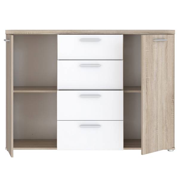 Sideboard Sibert Weiß / Eiche Sonoma Dekor