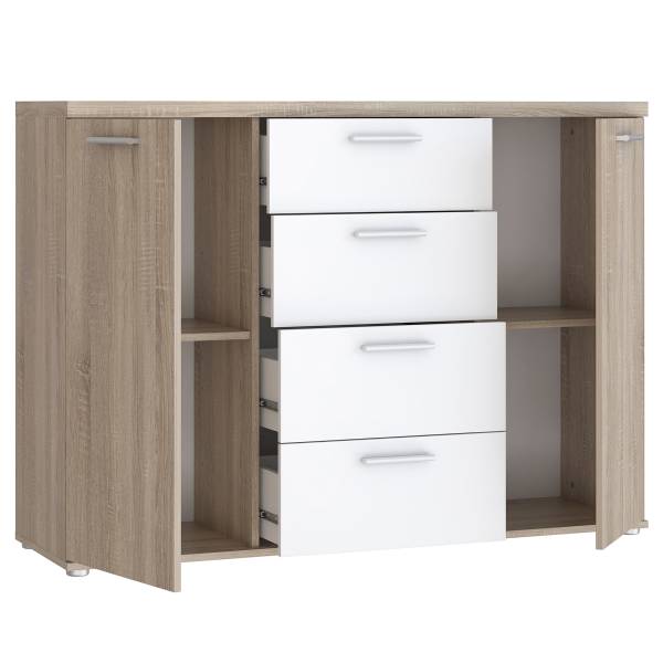 Sideboard Sibert Weiß / Eiche Sonoma Dekor